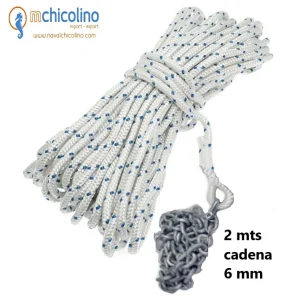.Cabo de fondeo trenzado-guardacabo y cadena – 10 mm x 30 ó 50 mts