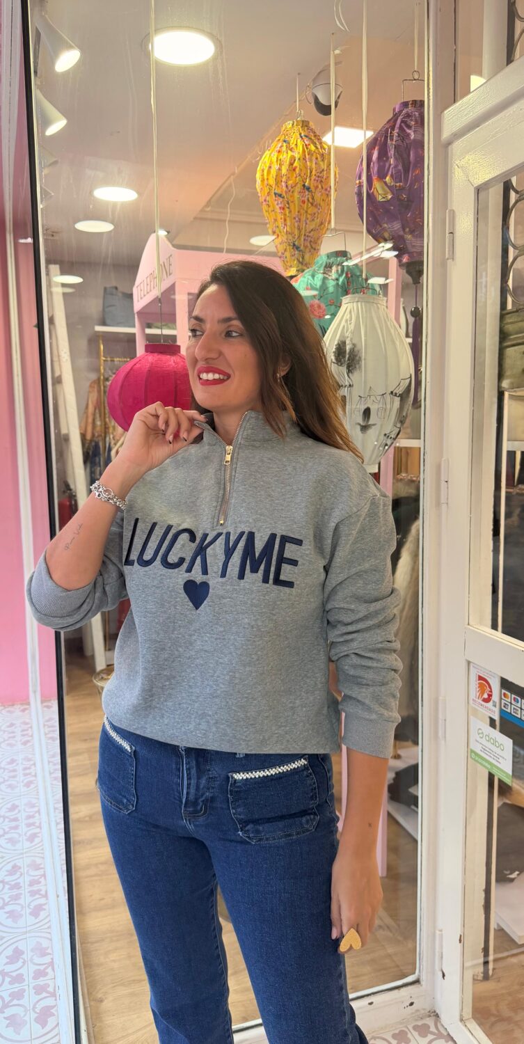 Sudadera Lucky Me Gris - Imagen 3